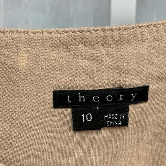 Theory Camel Pleated A-Line Skirt with Tie Waist Size 10 - Picture 2 of 9